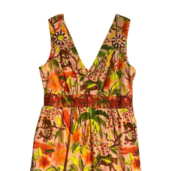 Farm Rio Orange Tropical Tiered Maxi Dress Women’s XS - Picture 3 of 8